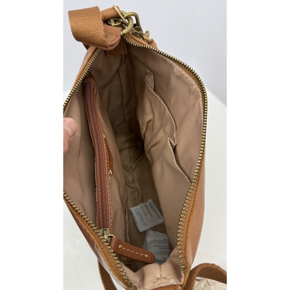 The Sak Lucia Leather Embossed Shoulder Bag Tan Brown Convertible Strap